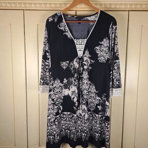 Soma Intimates Black Cream Crochet Bell Sleeve Dress or Coverup Size XS